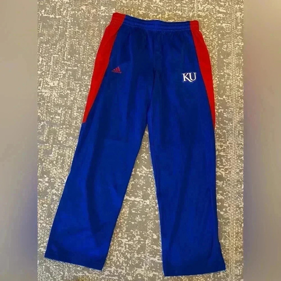 Kansas Jayhawks Adidas Warm Up Pants color Red and Blue Medium - Picture 1 of 7
